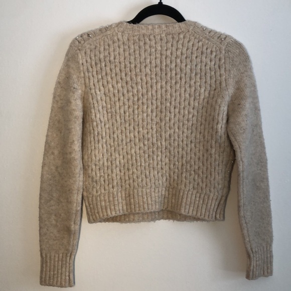 Zara Knit Womens Sweater Size Small Pearls Cropped Pullover - Picture 5 of 5